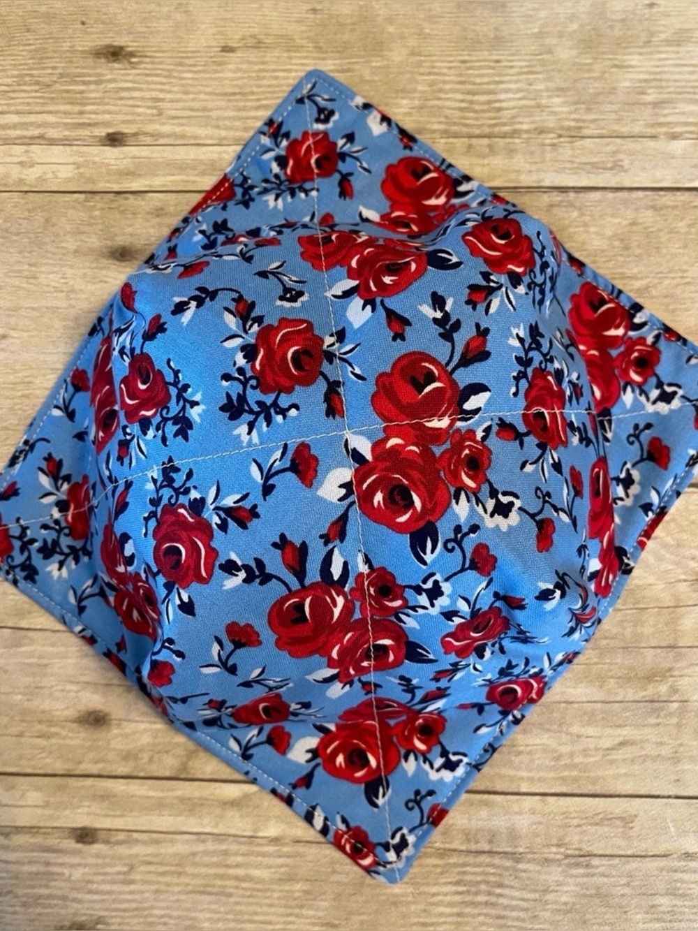 Microwave Bowl Cozy Blue Floral Reversible All Cotton Bowl